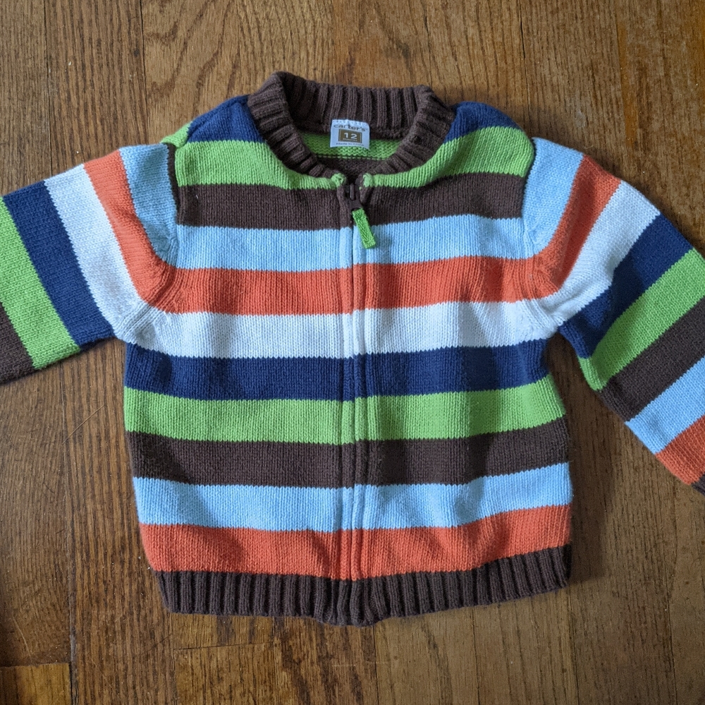 Carter's striped zip up knit cardigan